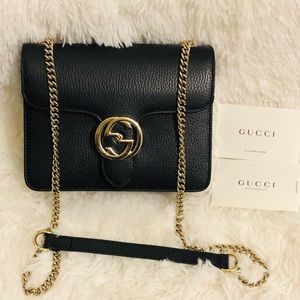 Gucci NEW Interlocking GG Leather Crossbody Bag